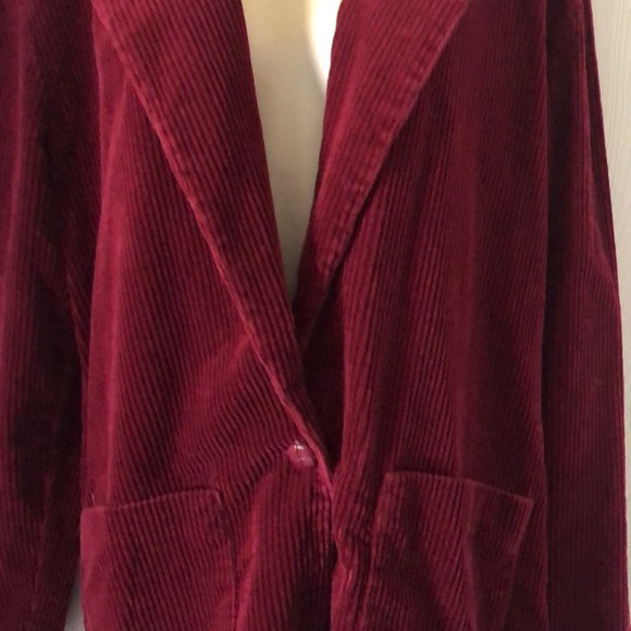 Woman’s VTG Y2k rare burgundy Corduroy button wine blazer coat with pockets - Picture 2 of 12